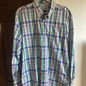 Barbour Blue and Green Casual Button Down Shirt